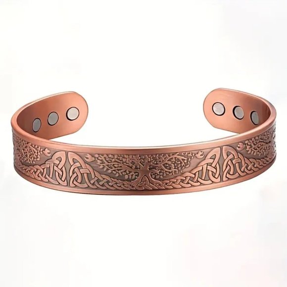 Tree of Life Pure Copper Magnetic Bracelet Cuff Bangle Pain Therapy Bracelet - Picture 2 of 6